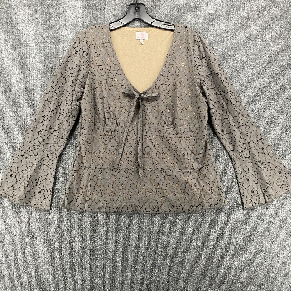 Womens Y2K Top Womens M Gray Lace V-Neck Babydoll‎ Fairy Grunge Angelcore 90s